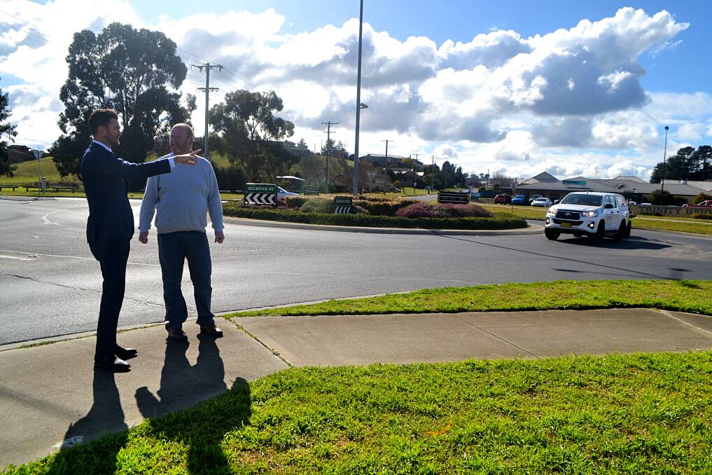 Deputy mayor Ben Fry and councillor Andrew Smith at the intersection of Hereford and Gilmour streets. Photo: RACHEL CHAMBERLAIN