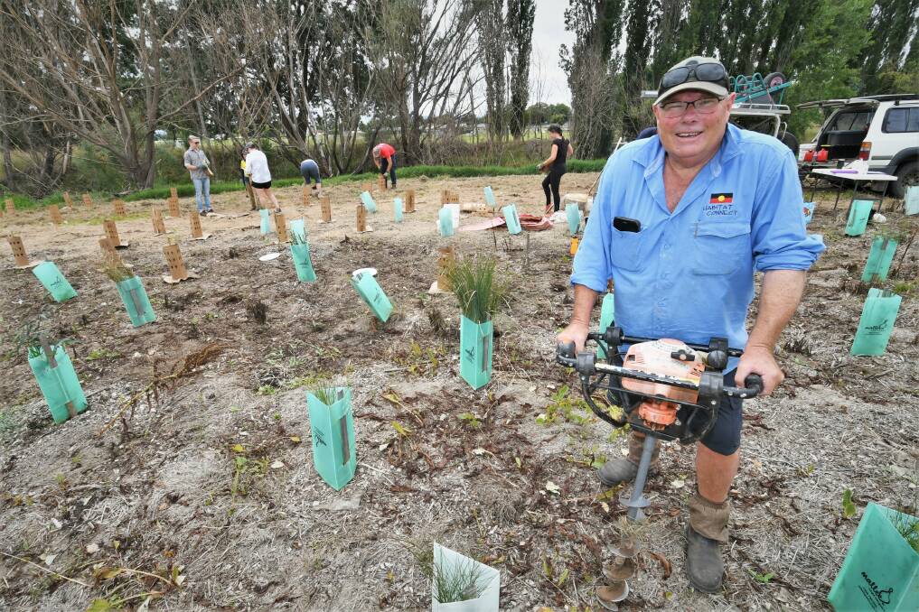 Bathurst Regional Council community environmental engagement officer Bill Josh at a tree planting day in 2022. Photo: CHRIS SEABROOK 