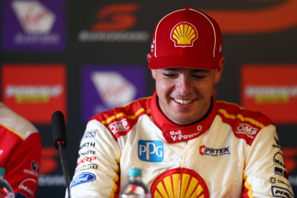 IN TOWN: Supercars driver Scott McLaughlin, pictured at a press conference during last year's Bathurst 1000 event. Photo: PHIL BLATCH