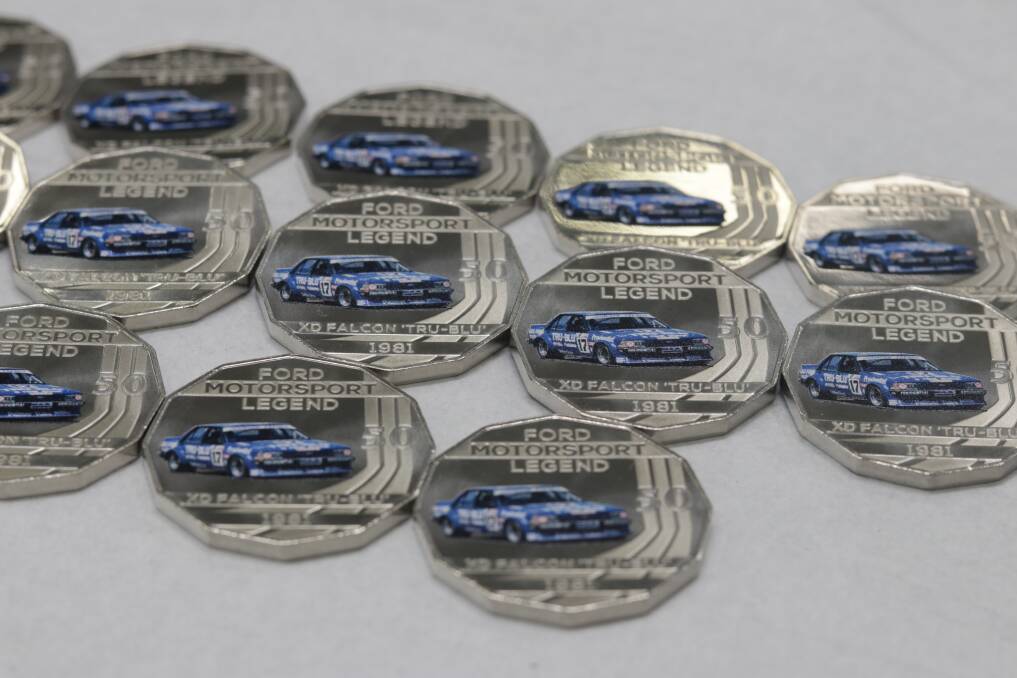 UP FOR GRABS: The 1981 XD Falcon Tru-Blu that was driven by Dick Johnson and John French is one of 12 cars to be featured on new collectors coins released by the Royal Australian Mint. Photo: SUPPLIED