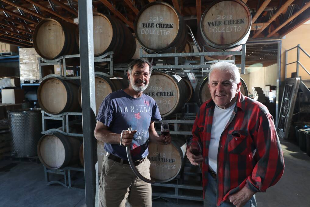 LOCAL SUCCESSES: Mark Renzaglia, of Renzaglia Wines, came away from the National Cool Climate Wine Show with four bronze medals, while Tony Hatch, from Vale Creek Wines, got one. Photo: PHIL BLATCH 102118pbwine2