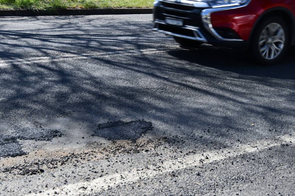 A pothole patched by council staff on Friday. Picture by Rachel Chamberlain