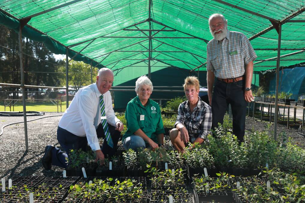 OPEN: Central West Landcare's nursery was opened by mayor Graeme Hanger, Sue Wakefield, Marian Renshaw and Roy Menzies. Photo: PHIL BLATCH 032817pblandcare1