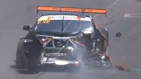 BROKEN: Tyler Everingham escapes a serious crash in qualifying one. Photo: BATHURST 12 HOUR TWITTER