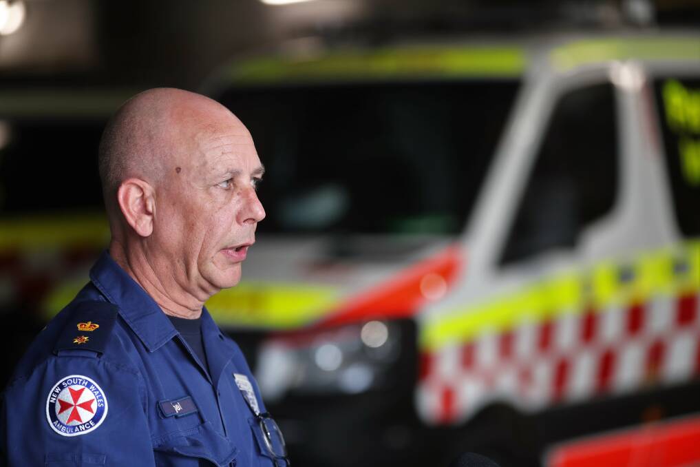 TRAGEDY: NSW Ambulance acting Inspector Nigel Hardwick speaking to media about the fatality on Monday. Photo: PHIL BLATCH