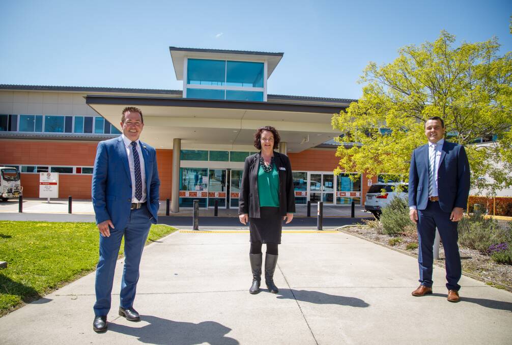 GOOD NEWS: Member for Bathurst Paul Toole, Bathurst Health Service general manager Cathy Marshall and the Western NSW Local Health District's general manager of imaging services, James Harvey, are excited about the MRI anouncement. Photo: SUPPLIED 