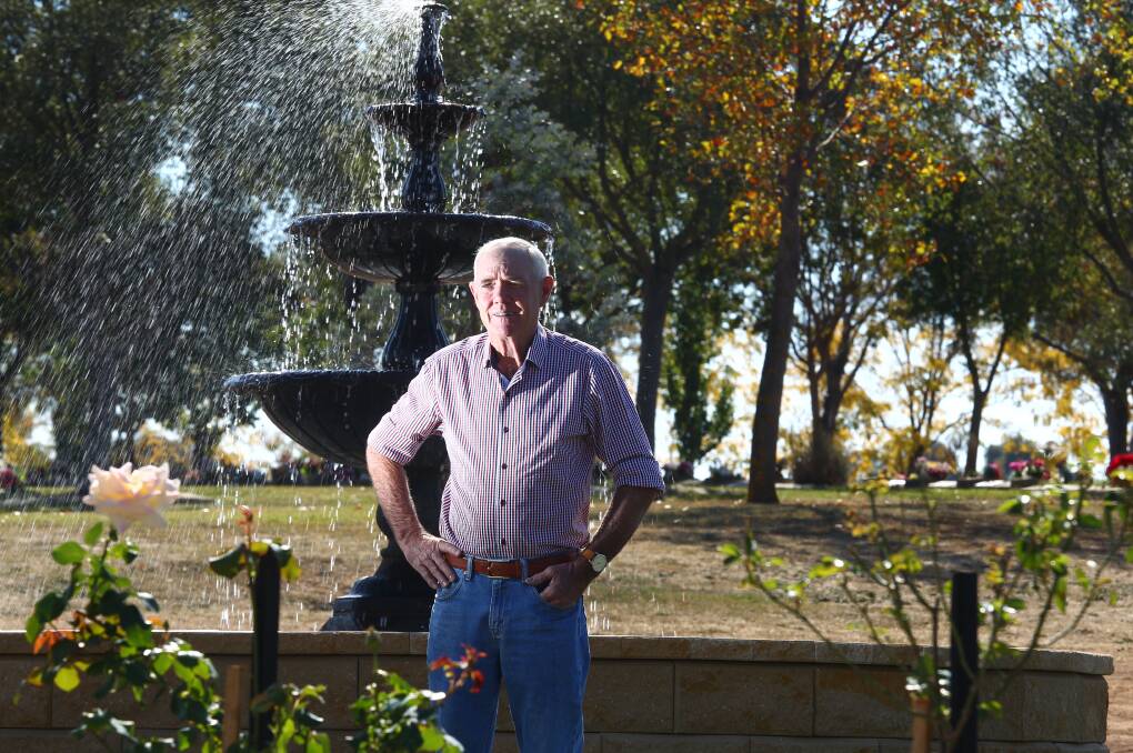 BUSINESS AS USUAL: Norwood Park general manager Stephen Beer pictured near a water feature at the cemetery in 2016. Photo: PHIL BLATCH 041316pbbeer3