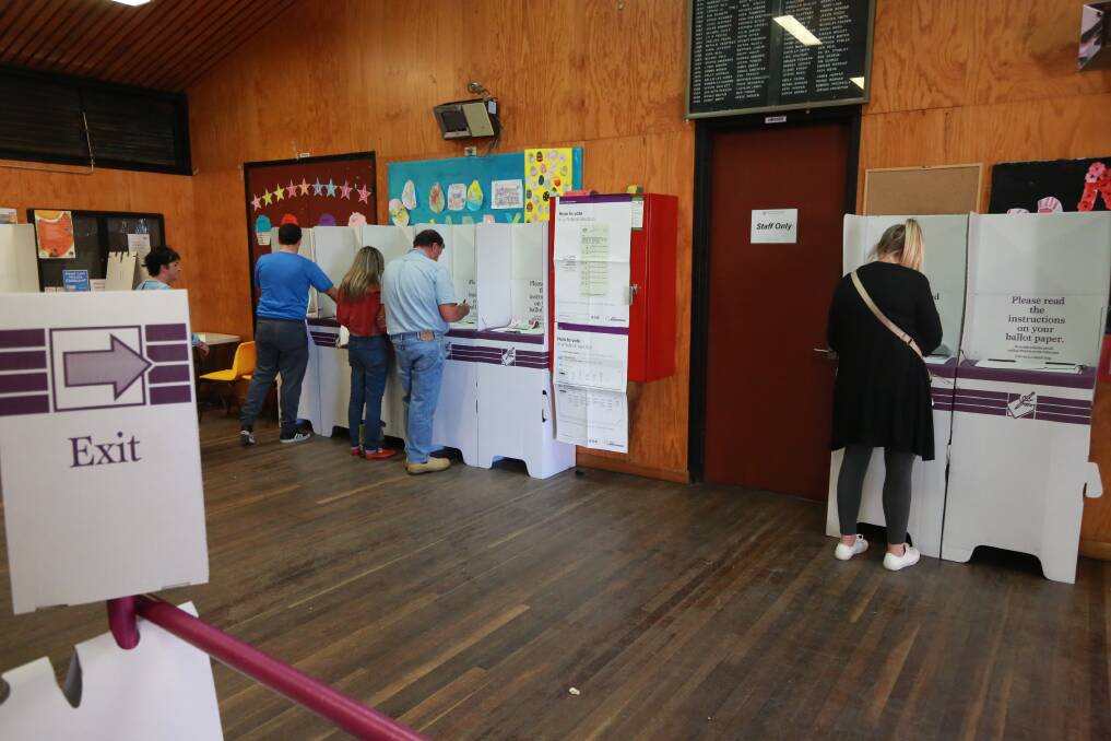 People casting their votes at the Eglinton Public School polling centre. Photo: PHIL BLATCH