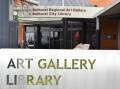 The metal sign outside Bathurst Regional Art Gallery and Bathurst Library. Picture file