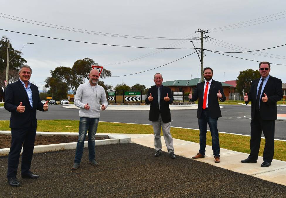 AT THE SITE: Talis Civil's general manager Michael Fitzgerarld, councillors Ian North, Bobby Bourke and Alex Christian, and council's director of engineering Darren Sturgiss.