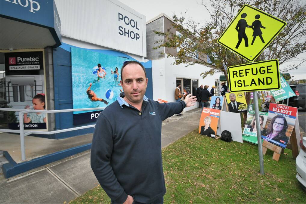 FRUSTRATED: WaterMart owner Brad Batten outside his business, which is facing challenges now that a pre-poll centre has opened next door. Photo: CHRIS SEABROOK