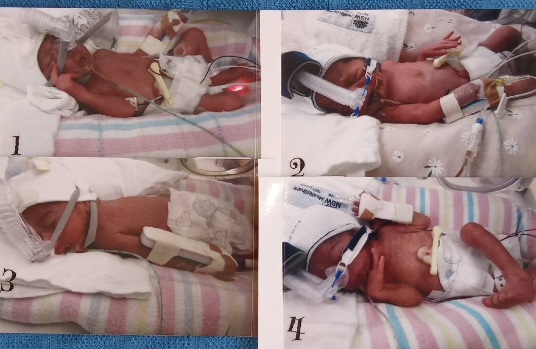 BUNDLES OF JOY: Kelso couple Hope Annis-Brown and Carl Morgan have welcomed four baby girls (clockwise from left) Ariah, Aaliyah, Nataliah and Nariyah. Photo: SUPPLIED