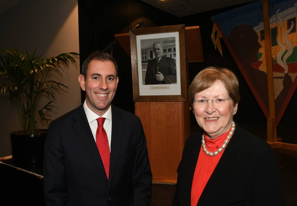 BIG NIGHT: Federal Labor shadow treasurer Jim Chalmers with Australian Labor Party Bathurst Branch president, Sue West, at the Light on the Hill dinner on Saturday. Photo: CHRIS SEABROOK 092819chill11