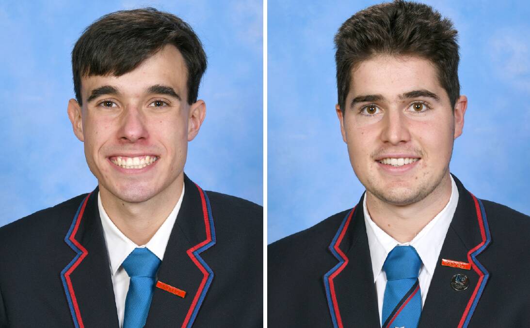 TOP ACHIEVERS: Callum Duncan-Keen and Austin Marwick received the highest Australian Tertiary Admission Ranks (ATARs) at Scots All Saints College. Photos: SUPPLIED 