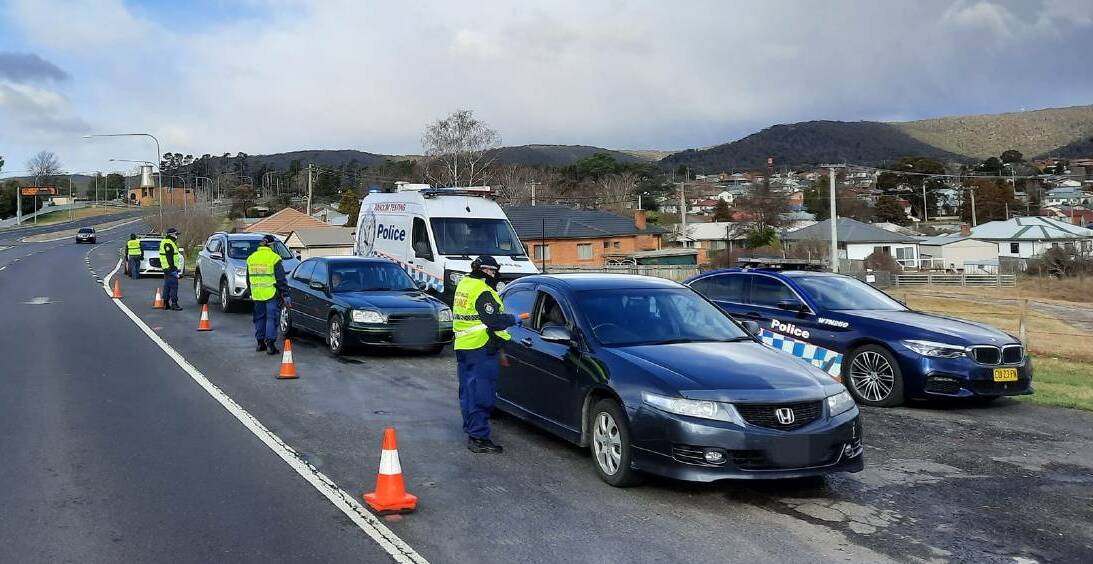 ON THE JOB: Chifley Police District officers at work at the Great Western Highway operation at Lithgow back in July.