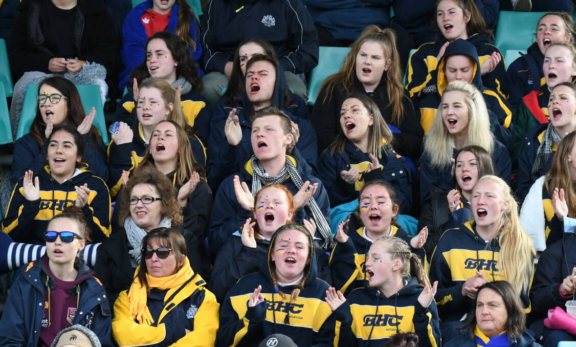 GREAT RESPONSE: Bathurst High School supporters cheering in the crowd during the Astley Cup on Friday. Photo: JUDE KEOGH 062916astley