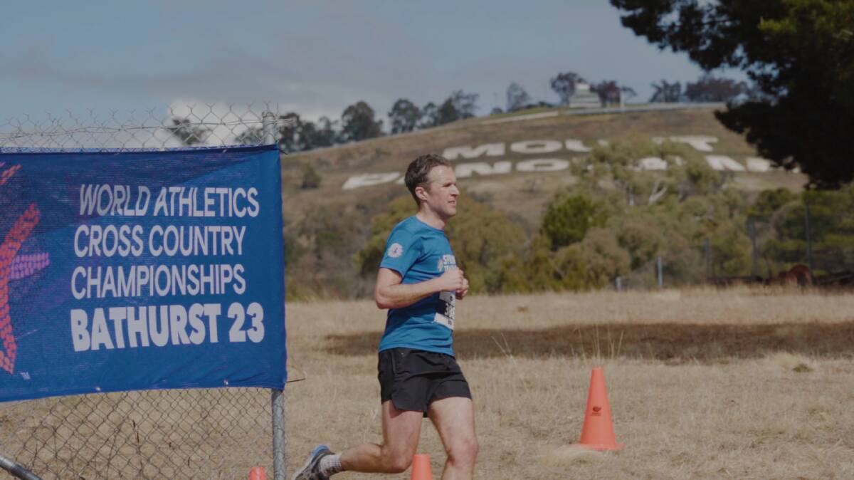 Competitor Nick Wyatt running in the NSW Short Course Cross Country Championships at Mount Panorama on August 7. Photo: RICHARD CHAMBERLAIN