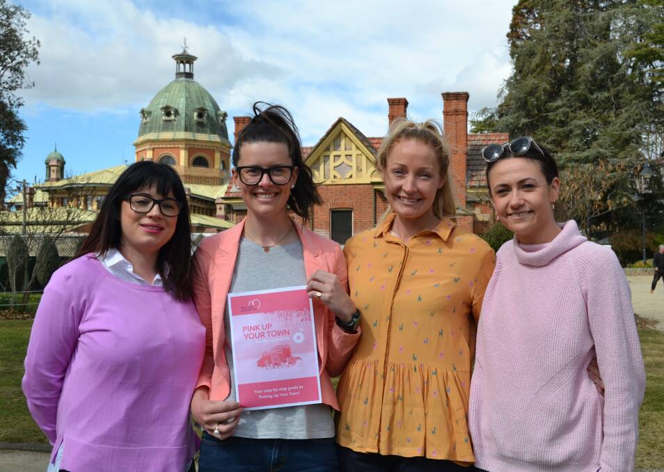 IMPORTANT CAUSE: Rebecca Mathie, Amy Gullifer, Kirralee Burke and Meg McKenna are hoping to Pink Up Bathurst. Photo: MATT WATSON