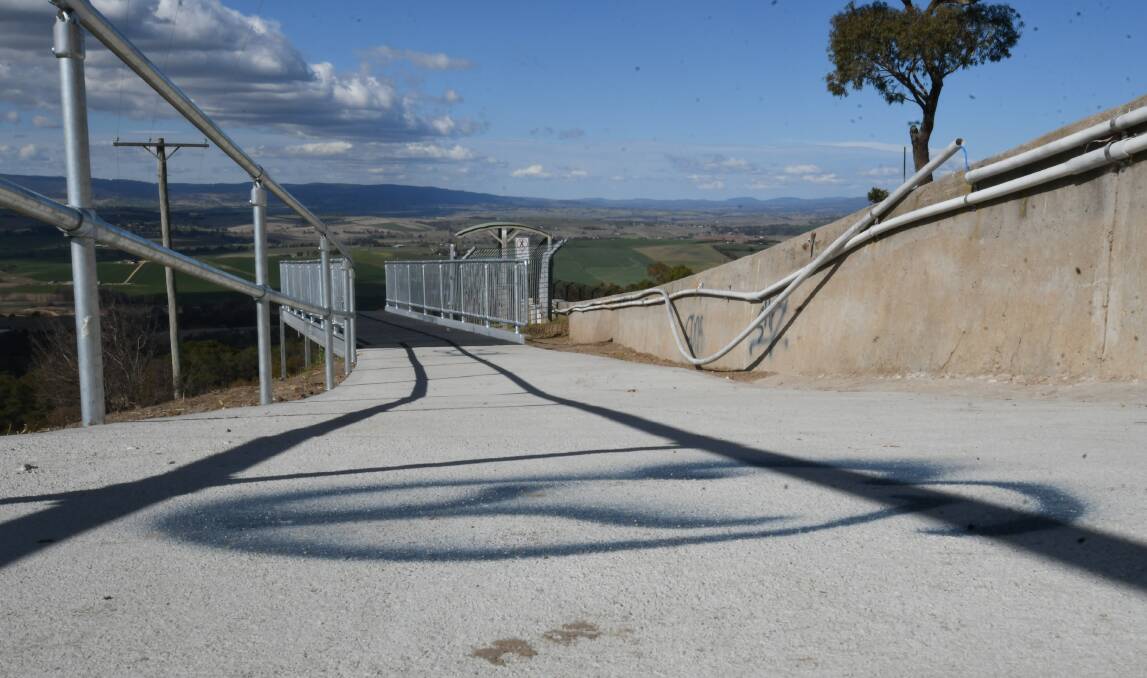 APPALLING: Graffiti has been left on the new Mount Panorama boardwalk in the first week of it being open. Photo: CHRIS SEABROOK