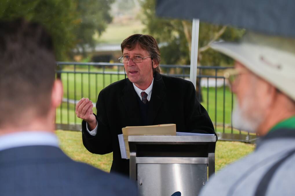 Christopher Morgan addresses those gathered at the Proclamation Day ceremony on May 5, 2024. Picture by James Arrow
