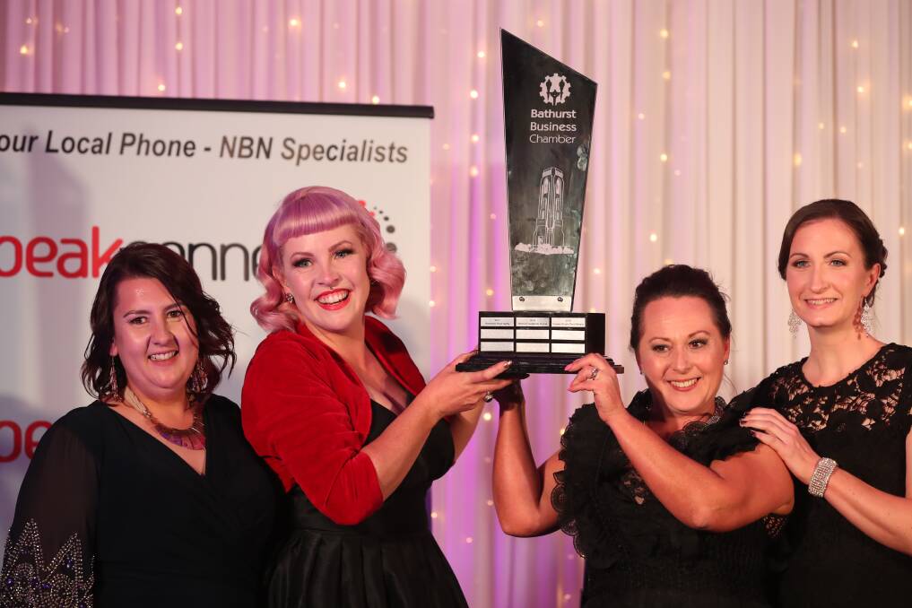 PAST WINNERS: Anna Smith and Vanessa Pringle from Vanessa Pringle Floral Designs, holding the trophy for Carillon Business of the Year at the last gala dinner in 2019. Photo: PHIL BLATCH
