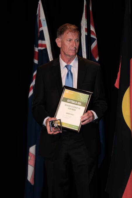 Warren Hickey receiving his Citizen of the Year certificate on Australia Day. Picture by James Arrow