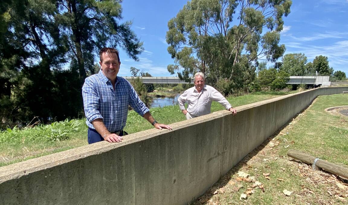 FLOOD FUNDS: Member for Bathurst Paul Toole with mayor Robert Taylor, announcing funding for Bathurst Regional Council to update its flood management plan.