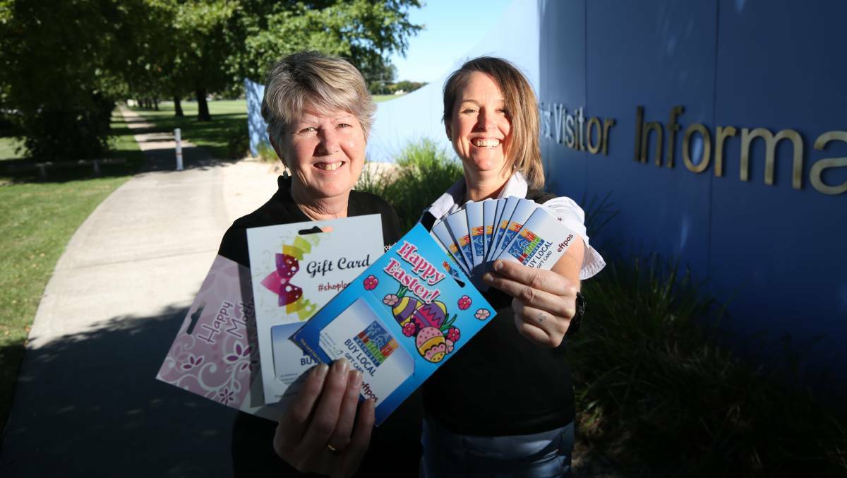 GOING WELL: Wendy Grundy and Melinda Hadley with Buy Local Gift Cards.