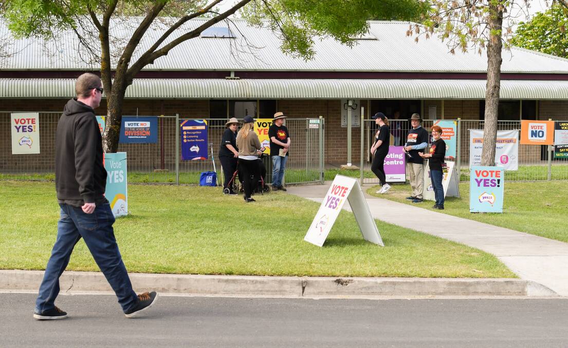 The Bathurst Girl Guides Hall during early voting for the Voice referendum. Picture by James Arrow
