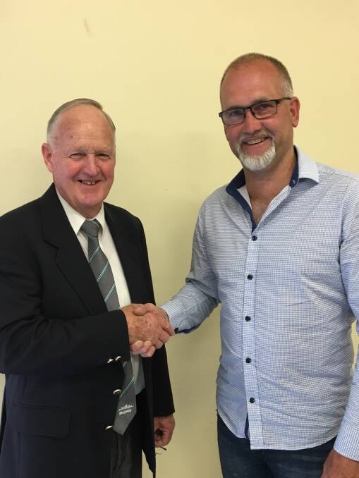 LEADERS: Deputy chairman councillor David Kingham congratulates councillor Ian North on being elected as chairman of the Upper Macquarie County Council. Photo: SUPPLIED