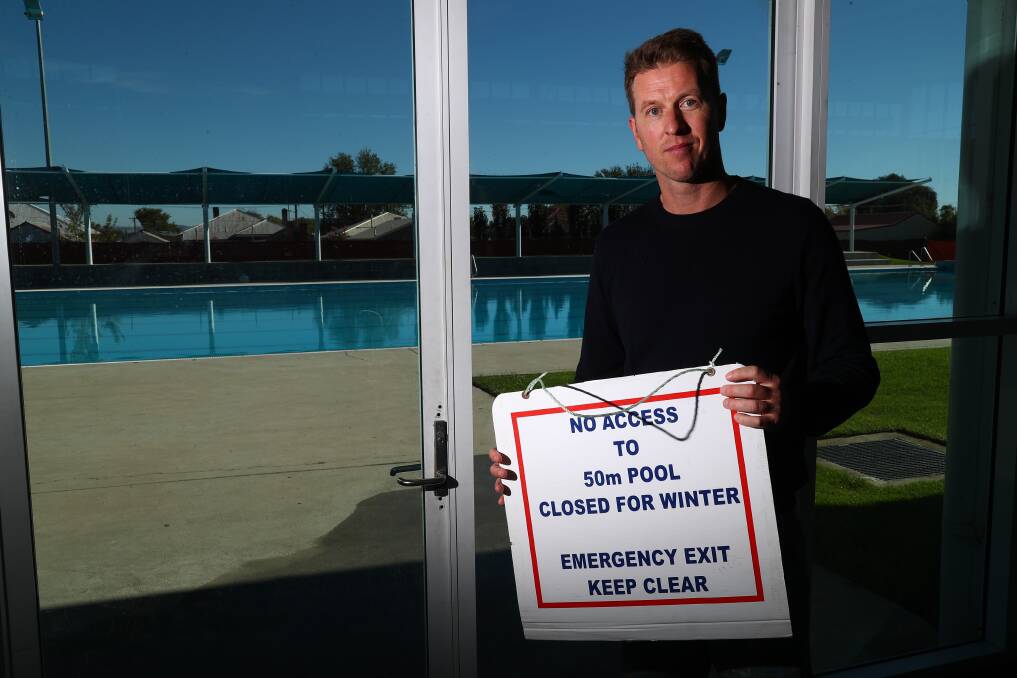 IT DOESN'T MAKE SENSE: Swimmer Doug Fisk said the weather conditions Bathurst has experienced for most of April should have seen the outdoor pool kept open instead of closing it for the winter. Photo: PHIL BLATCH 041718pbpool3