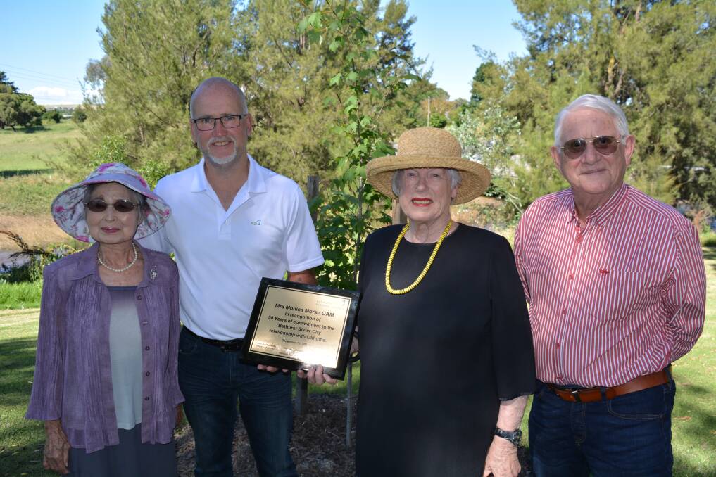 RECOGNITION: Fudeko Reekie, who was instrumental in the relationship with Ohkuma, council delegate Ian North, Monica Morse and her husband Michael Morse. Photo: SUPPLIED