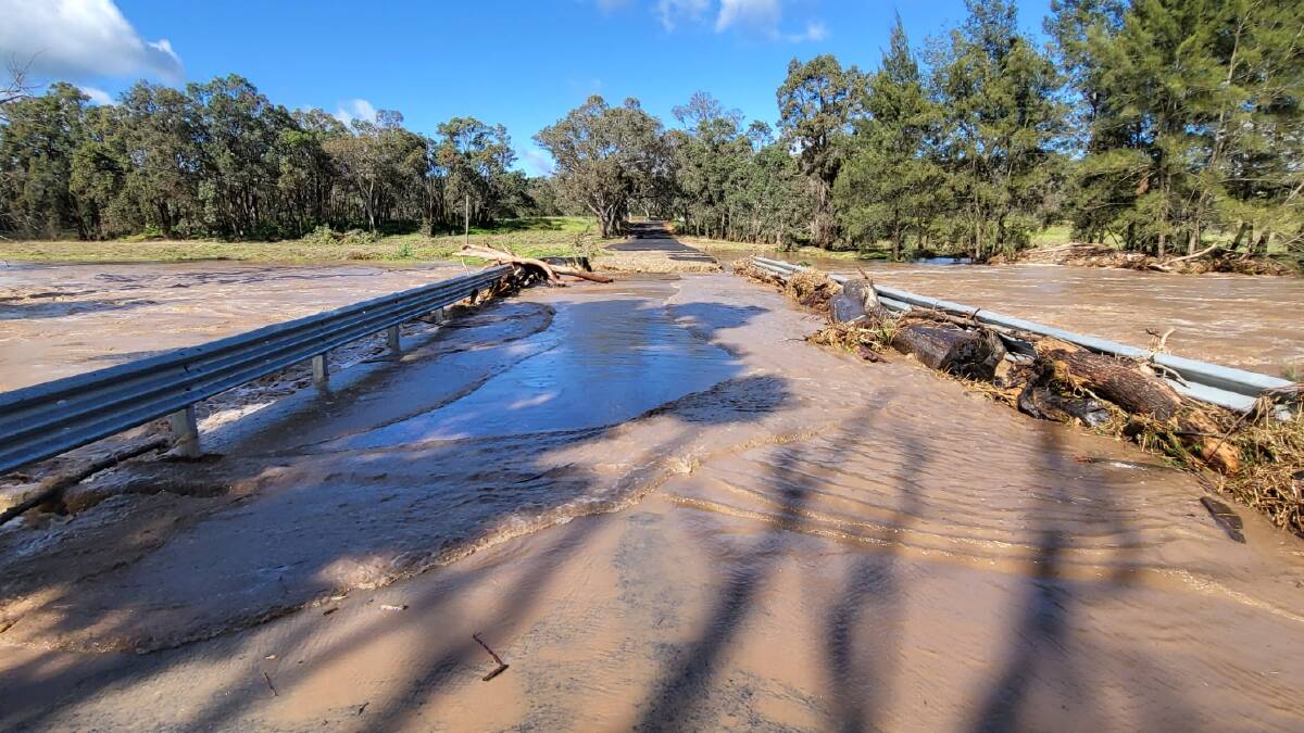 Bathurst roads damaged by floodwaters. 