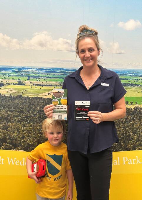 Kath Baker and son Harry. Kath is one of the winners of the Weddin Shire Resilience Survey interim draw. Image supplied.