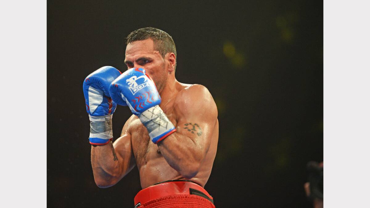 GLOVED UP: Anthony Mundine, pictured during his 2014 bout with Joshua Clottey in Newcastle. PHOTO: MARINA NEIL.