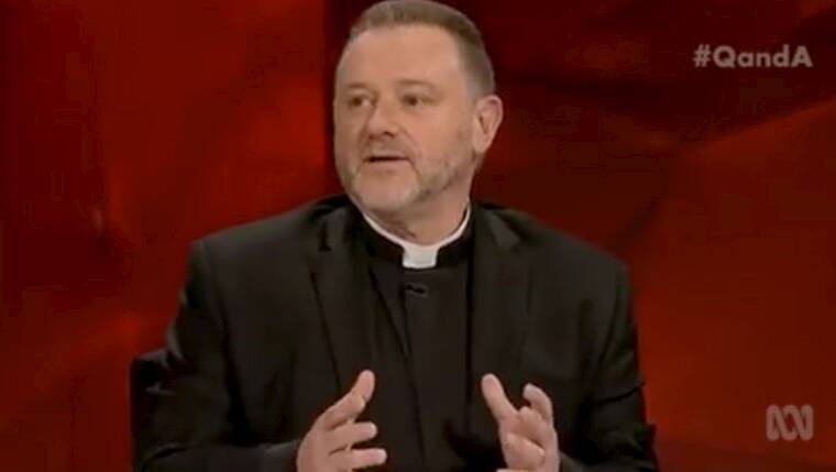 Passionate: Newcastle Anglican priest Rod Bower on ABC TV's Q & A program in May.