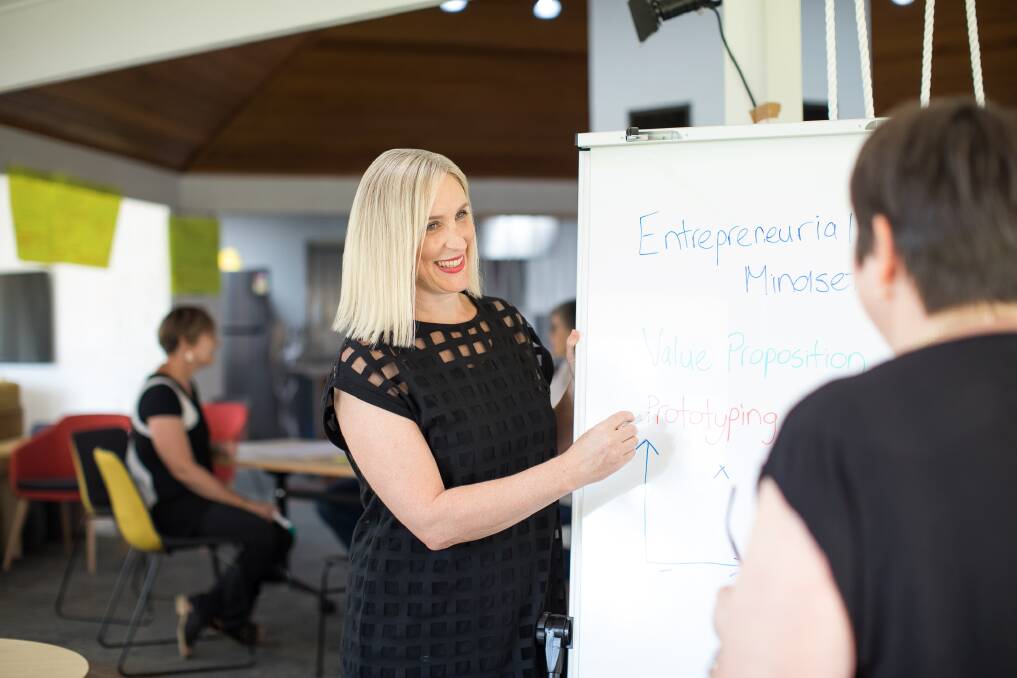 REWARDING CREATIVITY: Siobhain Howard and Kate Organ at one CSU's Innovation Hub workshops for their Ready to Launch program. Photo: Supplied