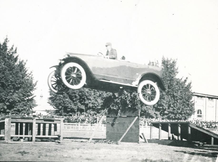 Ready to launch: Car shows and stunts have featured heavily throughout the Royal Bathurst Show's 150 year history. Photo: Bathurst Histaorical Society.