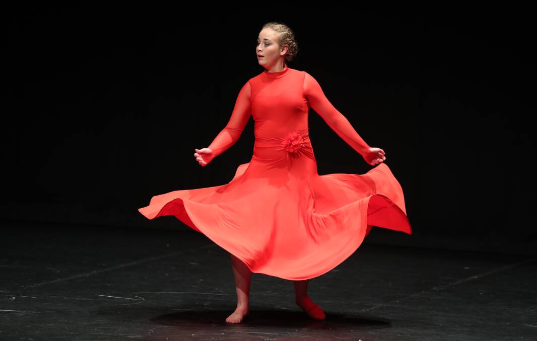 Colourful Dance: Orange's Sophie Bayada in the 14 years only Contemporary Solo category. Photo: Phil Blatch.