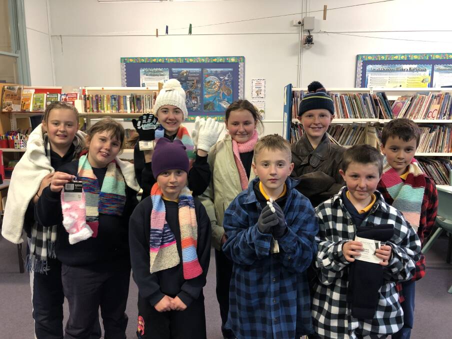 THINKING OF OTHERS: Students from Rockley also collected warm clothes, beanies and blankets during Education Week. Photo: Supplied.