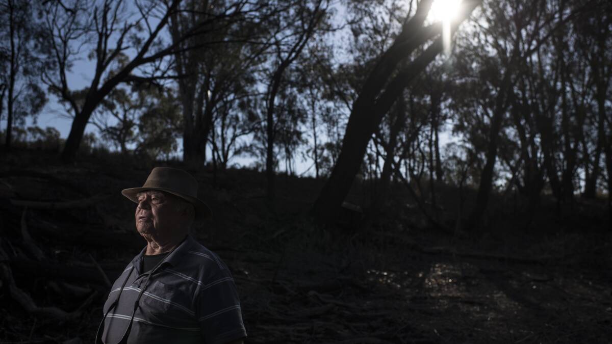 George Riley, chair of the Warren Macquarie Local Aboriginal Lands Council, stands in the Beemunnel Reserve where he swam and played as a child.