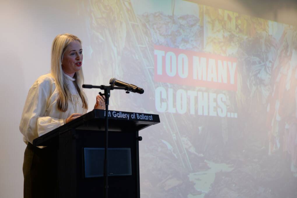 FUTURE OF FASHION: Clare Press, presenter of the Wardrobe Crisis podcast and Vogue Australia's sustainability editor at large spoke at the Ballarat Ethical Fashion Festival. Picture: Kate Healy 