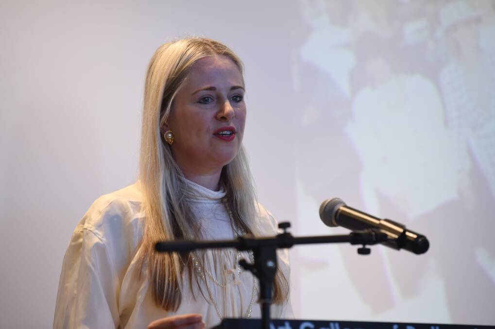 Clare Press presents at the launch of the Ballarat Ethical Fashion Festival. Picture: Kate Healy 
