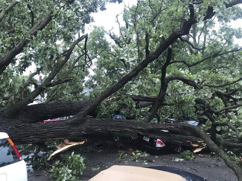 A powerful storm has blown over trees and left thousands without power in the US midwest.