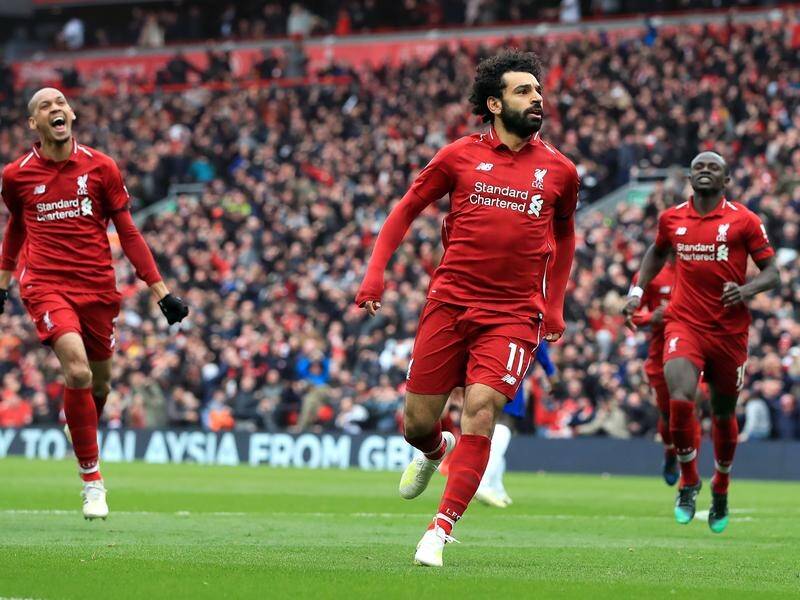 Mohamed Salah has scored a screamer in Liverpool's crucial 2-0 win over Chelsea in the EPL.