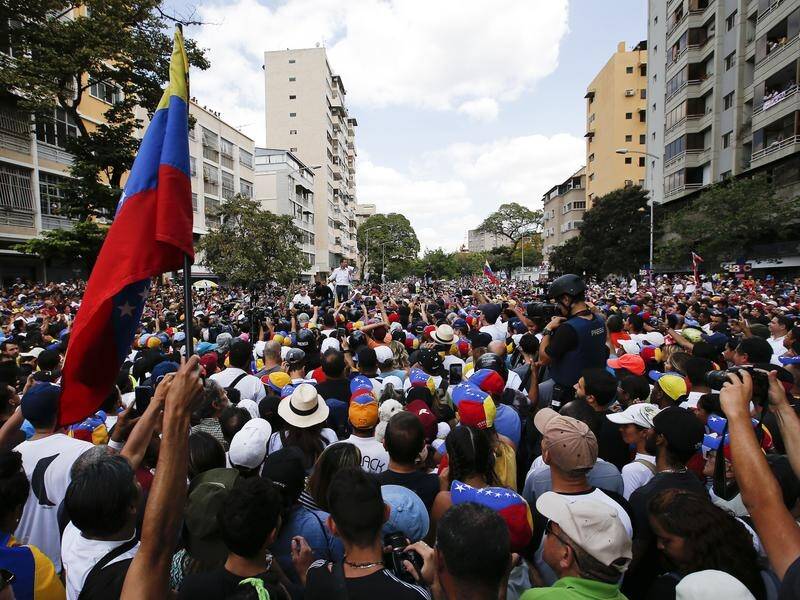 Venezuelan opposition leader Juan Guaido has addressed a huge rally amid the ongoing crisis.