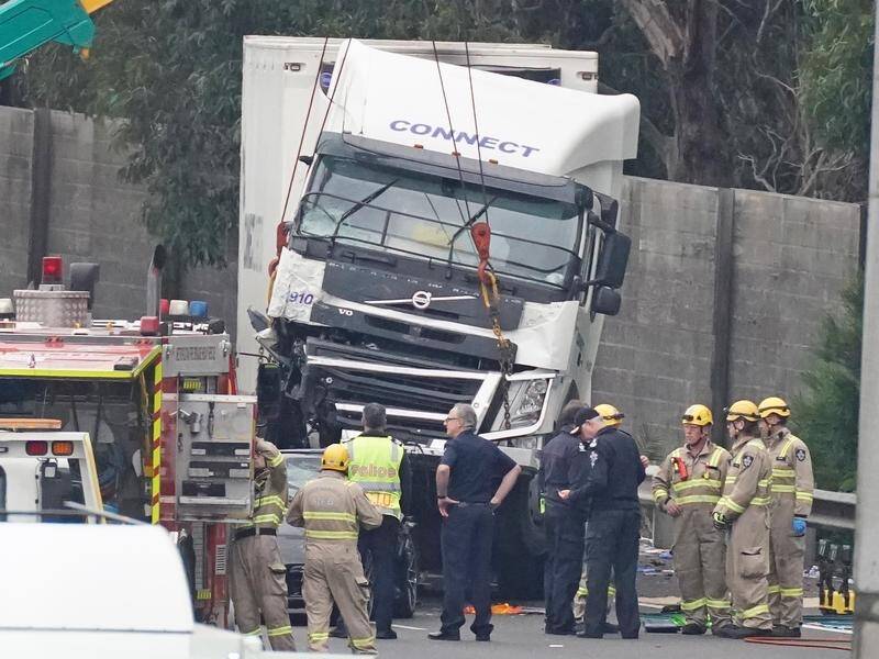 Four police officers died in the truck crash tragedy in Melbourne in 2020. (Scott Barbour/AAP PHOTOS)