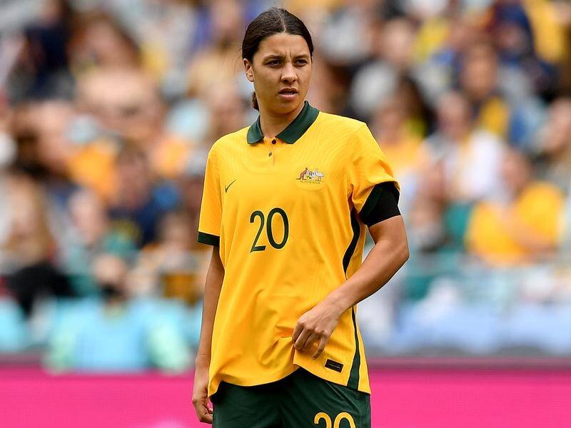 Sam Kerr has become Australia's all-time top soccer goalscorer with five more against Indonesia.