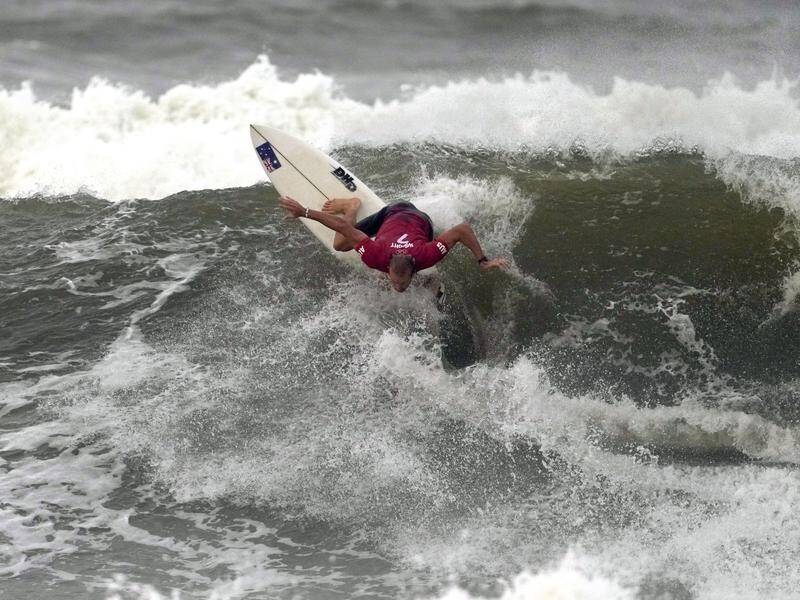 The Olympic surfing finals have been moved forward to Tuesday as a storm approaches Tokyo.