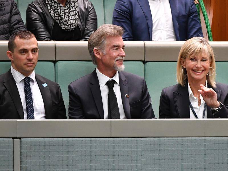 Olivia Newton-John was in the guest gallery watching Question Time in parliament on Wednesday.